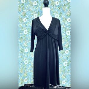 Patagonia 3/4 Sleeve Twist Front Black MIDI Dress Sz XL